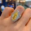 Yellow Marquise Cubic Zirconia Rings Women for Party Temperament Elegant Lady's Rings Anniversary Gift Fashion Jewelry
