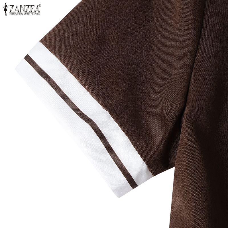 ZANZEA Women Summer Classic Collar Short Sleeve Casual Dress