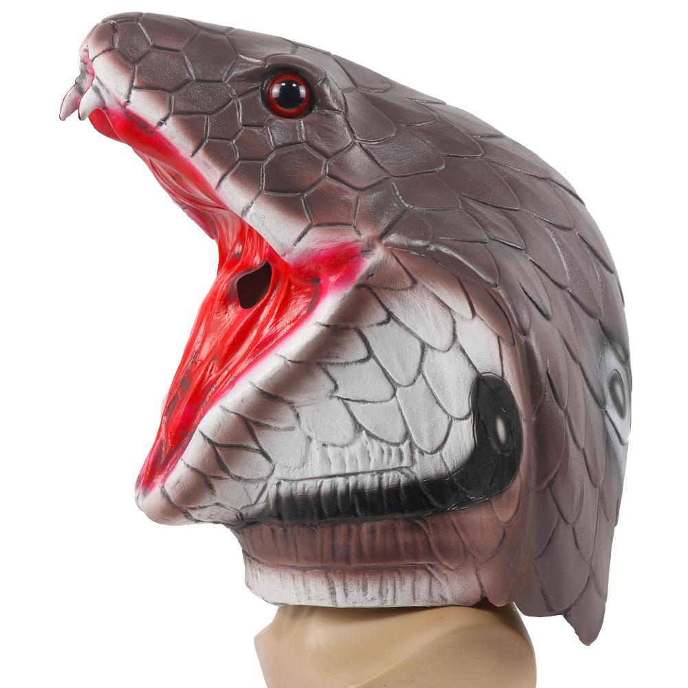 Halloween Animal Cobra Mask Scary Snake Latex Headgear Halloween Horror Realistic Animal Costume Props