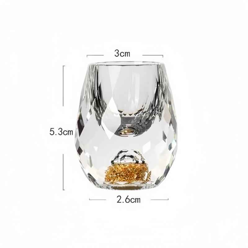 2/6pcs Luxurious Crystal Golden Mountain Shot Glass, Exquisite Handcrafted Spirits Glasses for Whiskey, Vodka & Home Bar Decor