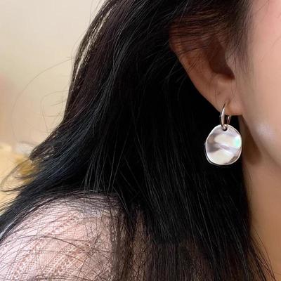 Korean-Style Pleated Round Earrings - Minimalist Blogger Fashion