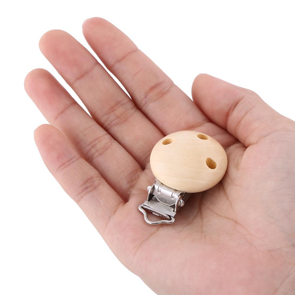 10 buc/lot Clip drăguț rotund din lemn natural pentru suzetă de bebeluș, șarm, cleme pentru tetină de bebeluș, 3 găuri