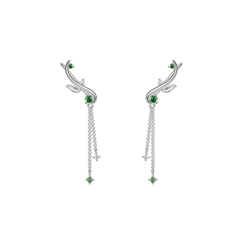 

New Chinese long temperament small opal earrings s925 silver earrings for women 925 silver