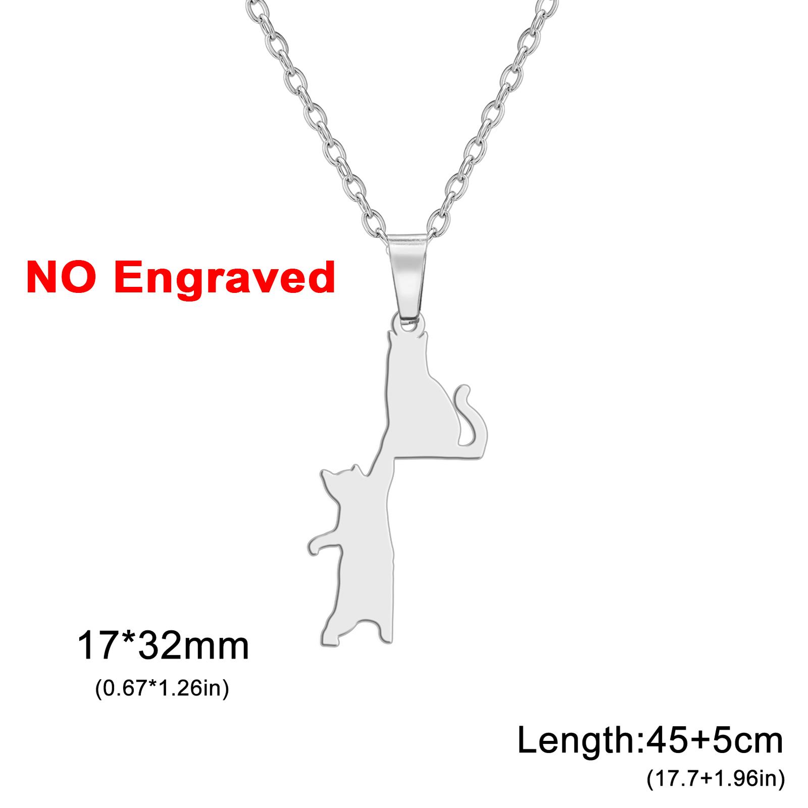 

Customized Name Cat Necklace Engraved 2 Names Kitten Pendant Stainless Steel Cute Pet Jewelry Personalized Valentine s Day Gifts 35cm