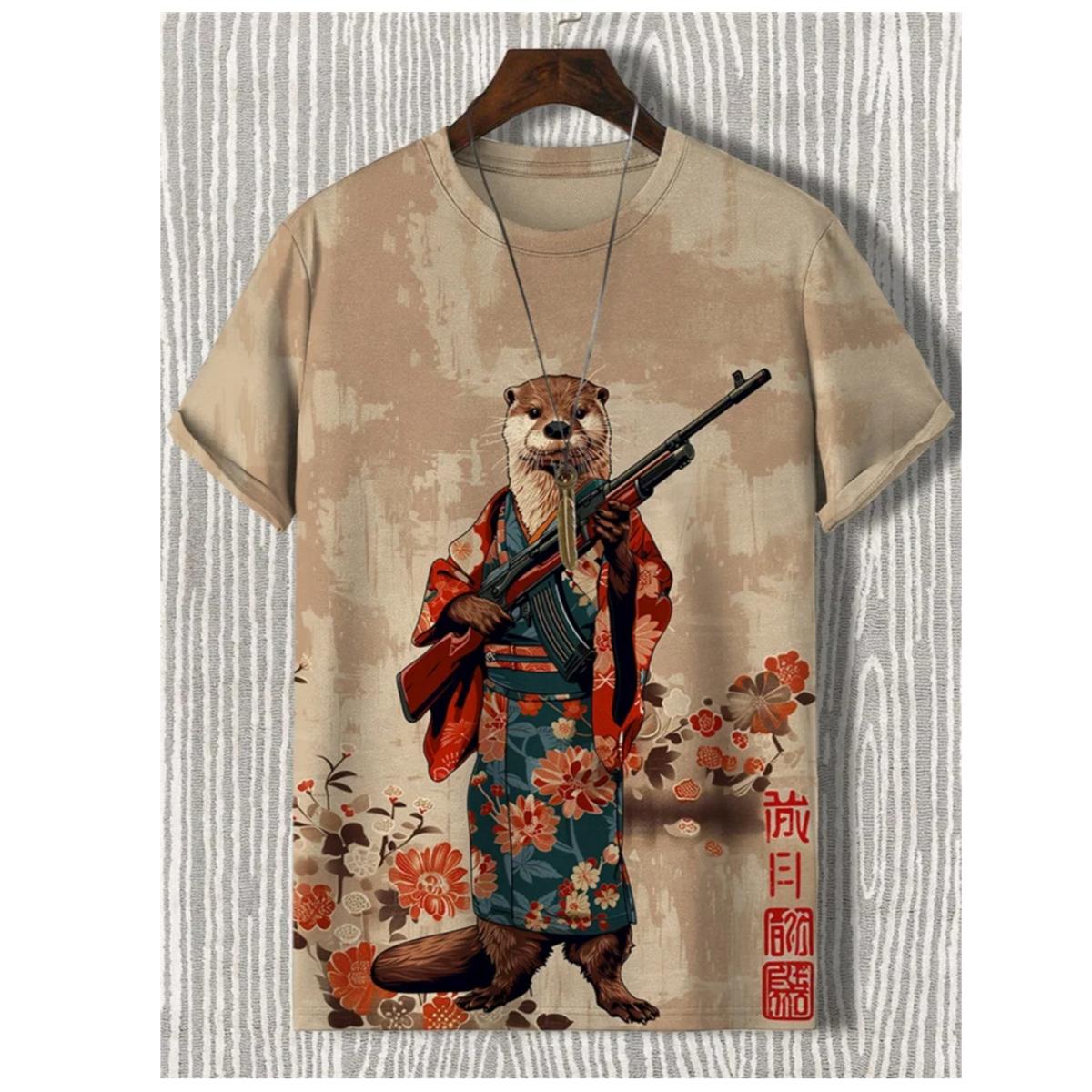 

Футболка в японском стиле с изображением боевых кошек, летняя футболка с коротким рукавом с 3D-принтом, забавная мужская и женская одежда, уличная одежда с круглым вырезом, качественные топы 6XL