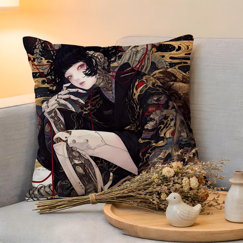 

Cushion Cover Linen SkinFriendly Soft Decorative Case For Sofa Home Decor Japanese Style Anime Cartoon Art Pillow cover 30x30cm