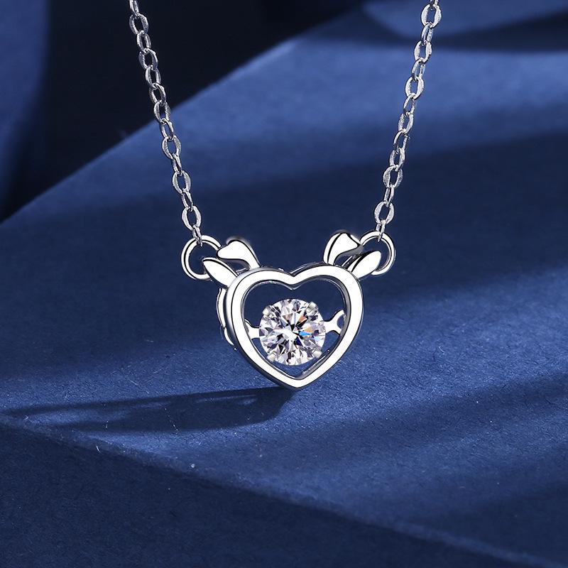 

999 Sterling Silver Deer in Love Mori Girl Pendant Necklace - Perfect Christmas or Halloween Gift for Women 999 Sterling Silver