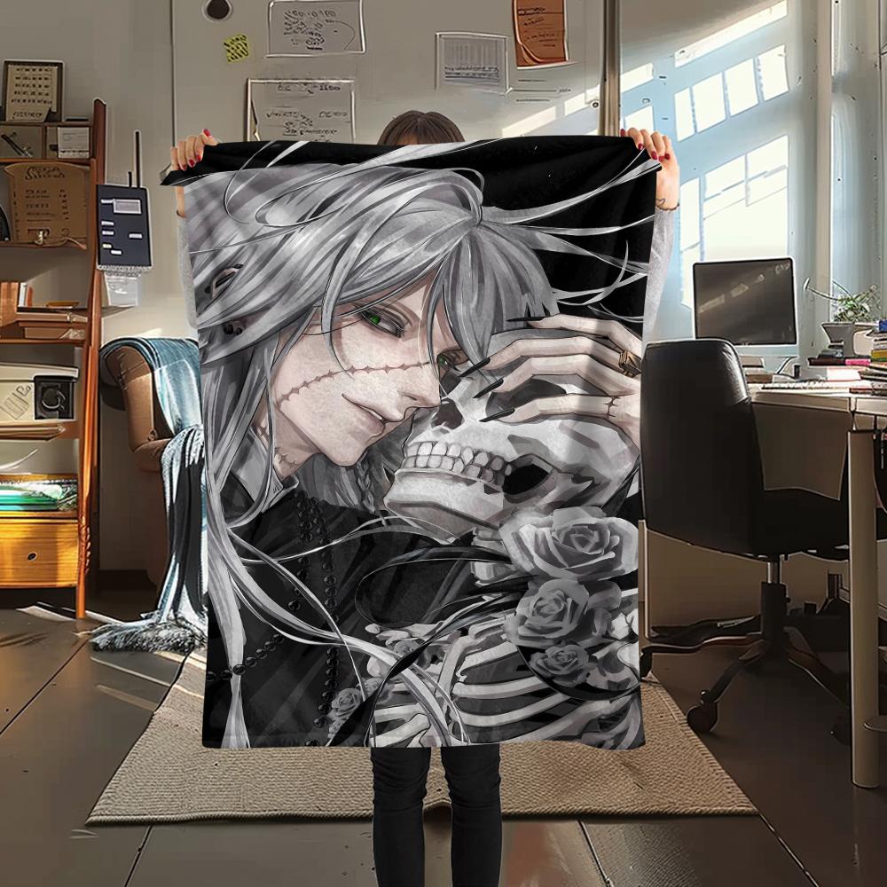 1PC Black Butler Print Flannel Blanket, High Quality All Seasons, Home Decor, Warmth and Comfort, Perfect for Christmas Gifts