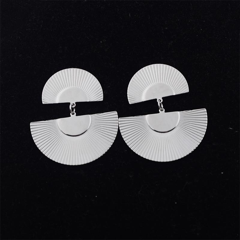 Double-layers Fan Shape Women's Hanging Earrings Uneven Semicircular Pendants Drop Earrings Hyperbole Ear Jewelry 2026 New