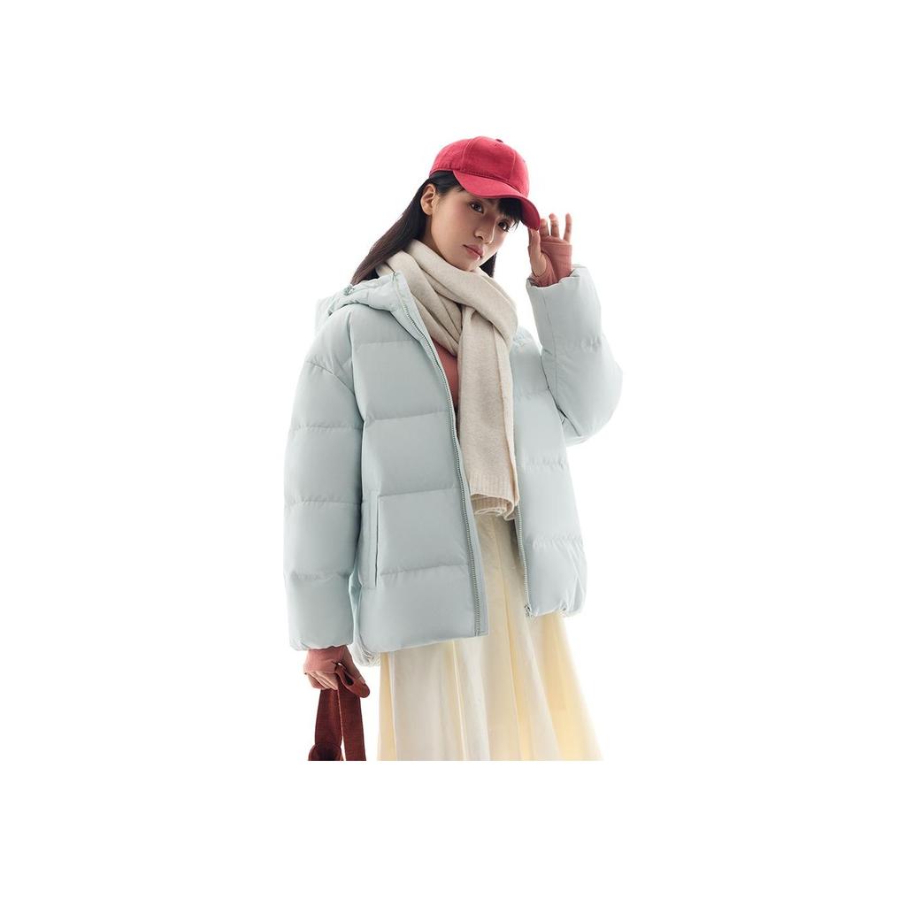 Anta Sports Lifestyle Series Pioneer Series Letter Zipper Hooded Comfortable Breathable Loose Down Jacket Women Outerwear White Gray Green 962448905-7