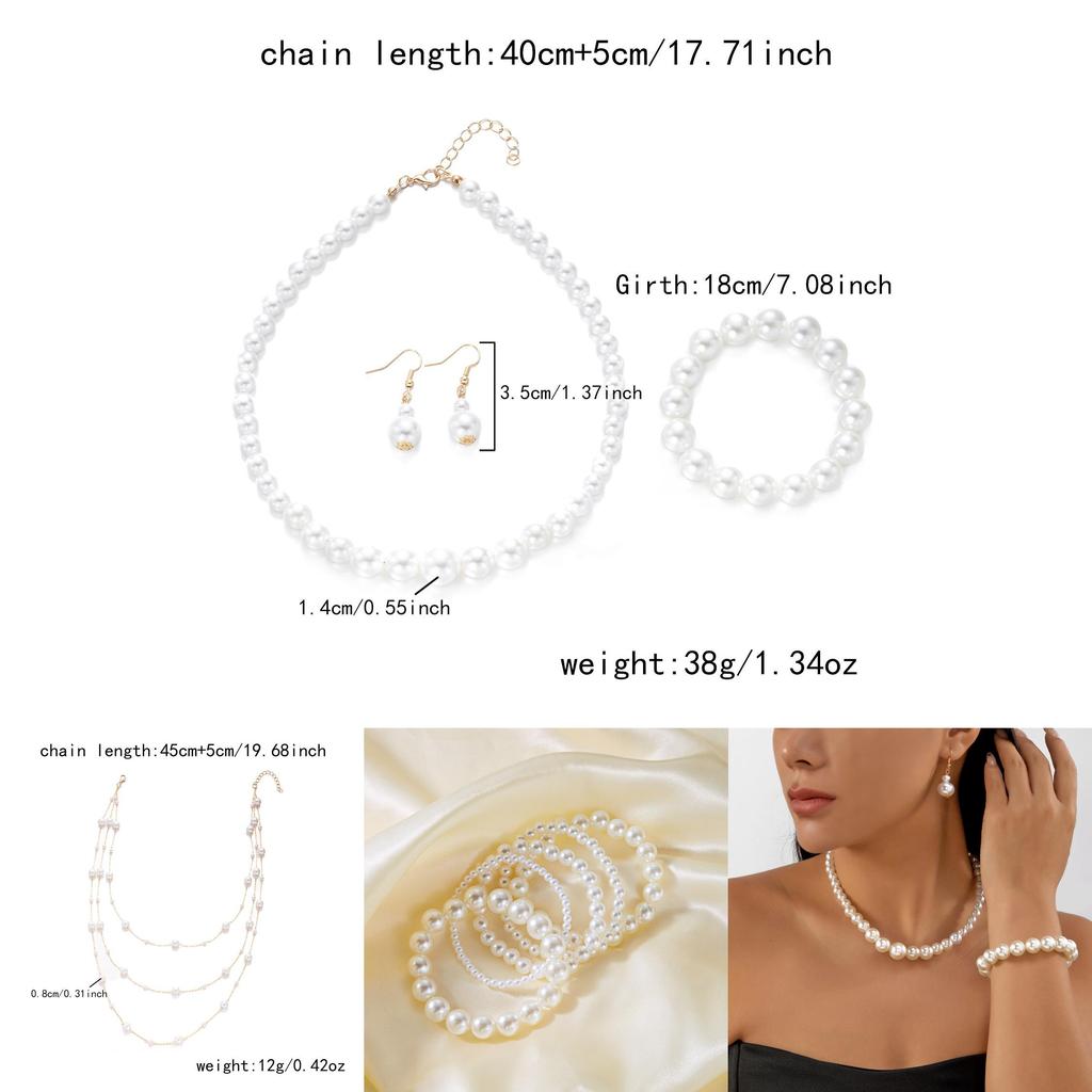Artistic Pearl Jewelry Set With Faux Pearl Pendant And Multilayer Chain For Unisex Fashion