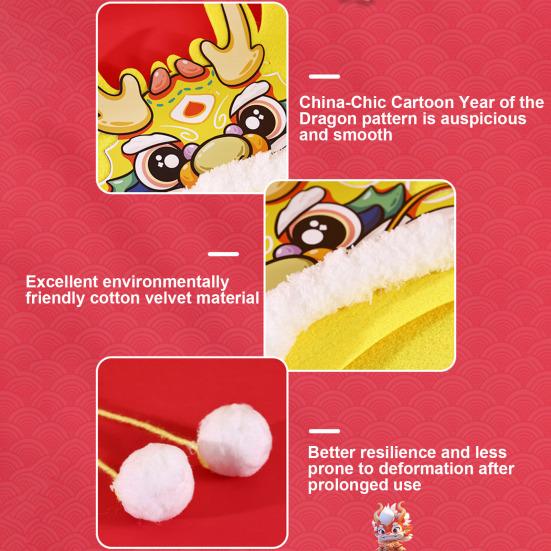 Hat Material Kit Handmade Traditional Chinese Zodiac Dragon Head Hat for Kids Festival New Year Gift