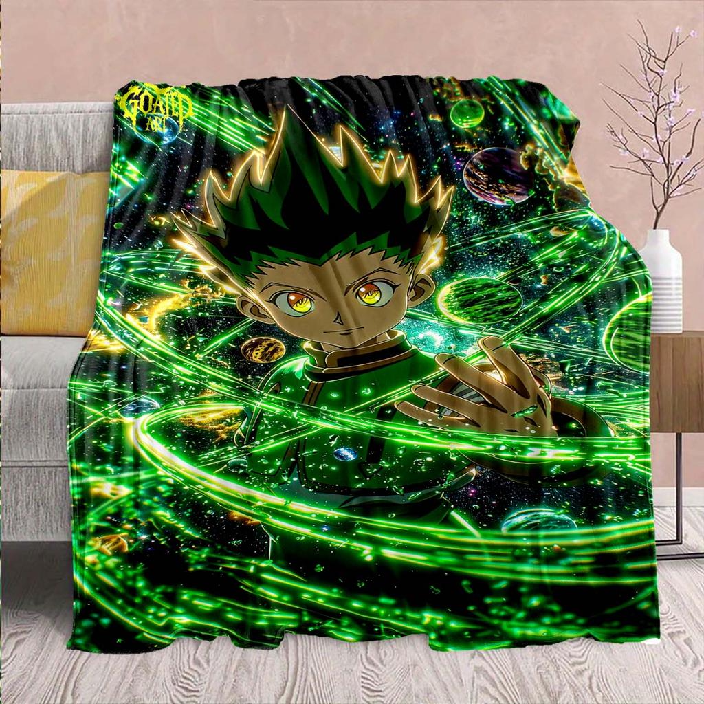 Hunter x Hunter Anime Flannel Blanket – Soft & Warm – Perfect for Sofa, Bedding, Camping, Travel, Office, & Home Decor – QJY