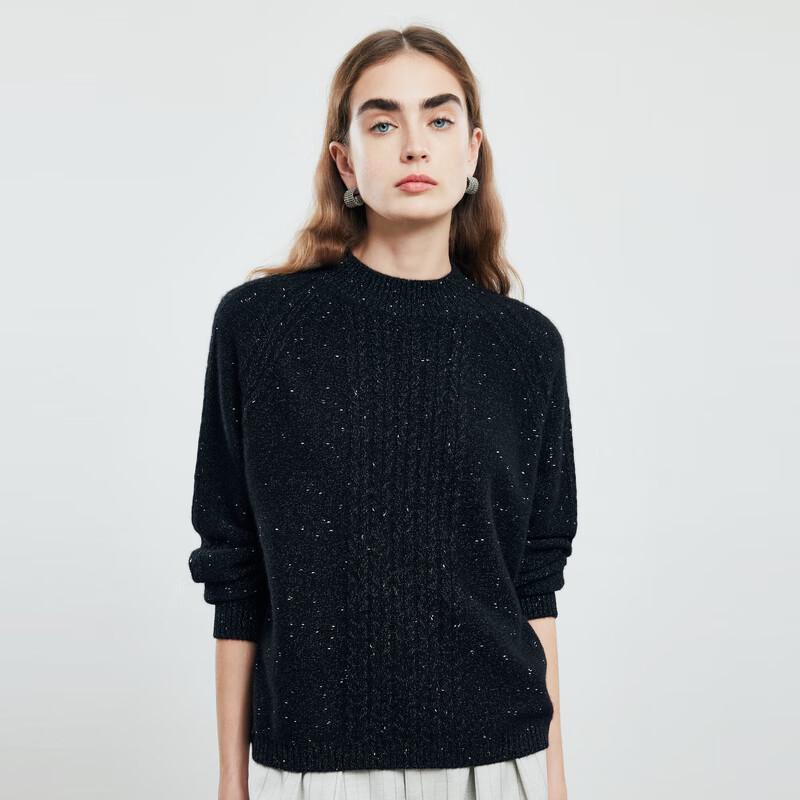 PALUOPO Women's Cashmere Mock Neck Jacquard Sweater