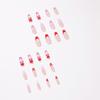 French Peach Heart False Nail Set – Wearable, Removable Manicure Stickers