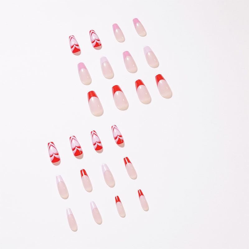 French Peach Heart False Nail Set – Wearable, Removable Manicure Stickers