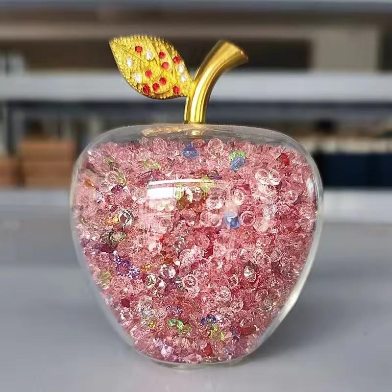 Colorful Crystal Craft Apple Statue Glitter Glass Crystal Home Decor Christmas Eve Ornaments Gift Christmas Eve Ornaments Home