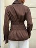 Euro-American Spicy Girl Striped Slim Fit Lapel Retro Long-Sleeve Shirt