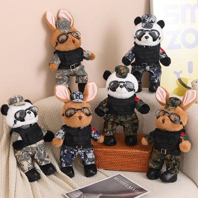 35cm Rabbit Panda Legion Soft Stuffed Animal Cool Wear Clothes Bunny Panda Dolls Birthday Christmas Gift Presents For Kid