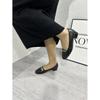 2025 spring and autumn new Xiaoxiangfeng round head retro French single shoes shallow mouth rhinestone buckle medium thick heel Mary Jane