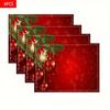4pcs Christmas Placemat Set, Featuring Festive Designs, Stylish Printed Table Mats Suitable for Dining Tables, Kitchens, Parties, And Home Decor