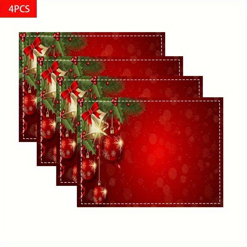 4pcs Christmas Placemat Set, Featuring Festive Designs, Stylish Printed Table Mats Suitable for Dining Tables, Kitchens, Parties, And Home Decor