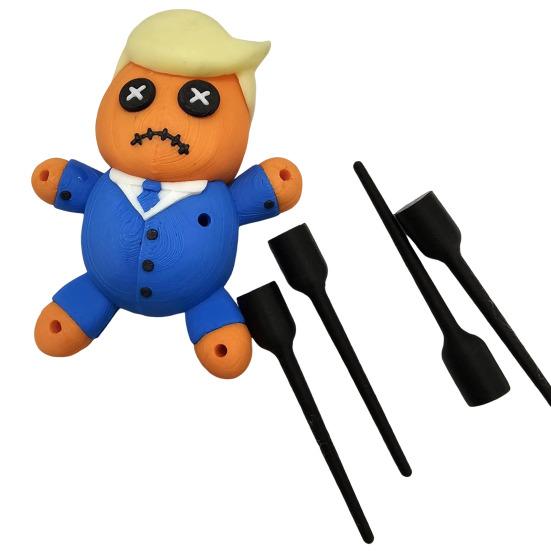 Voodoo Doll Gag Gift 3D Printed Voodoo Doll Figurine with Pins Desk Ornament Stress Relief Toy Prank Gift for Men Women