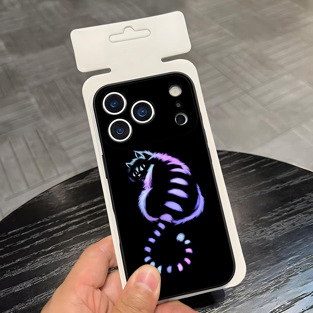 C-Cheshire Cat Cool Phone Case For IPhone 17 Air 16 E Pro Max 15 14 13 Mini 12 Pro 11 Max Plus Black Soft Shell