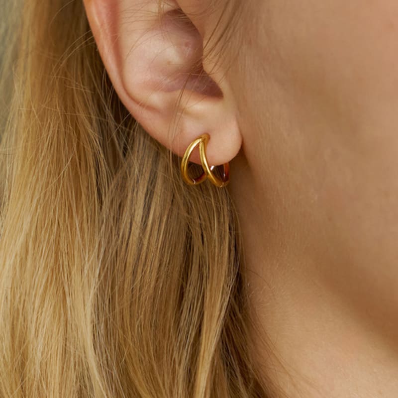 Ssecondo Double line hoop earring, Vivien_2 colors