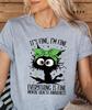 Its Fine Im Fine Everything Is Fine Shirt Funny Black Cat Anxiety Tee Unisextal Health Awareness Outfit TShirts Friend Gift