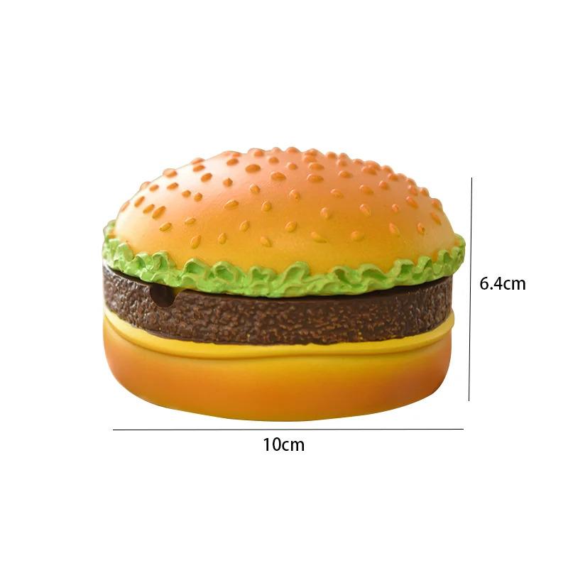1pc Creative Resin Cute Hamburger Ashtray Home Dust Proof Ashtray Living Room Office Desktop Decoration Ornament for Father Gift