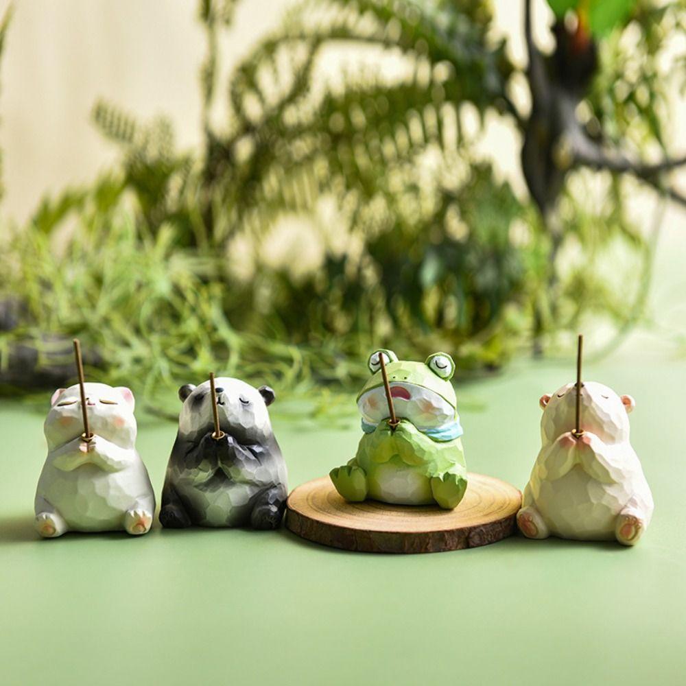 Frog Bear Panda Incense Stick Holder Resin Crafts Home Ornament Incense Holder  Home Decoration