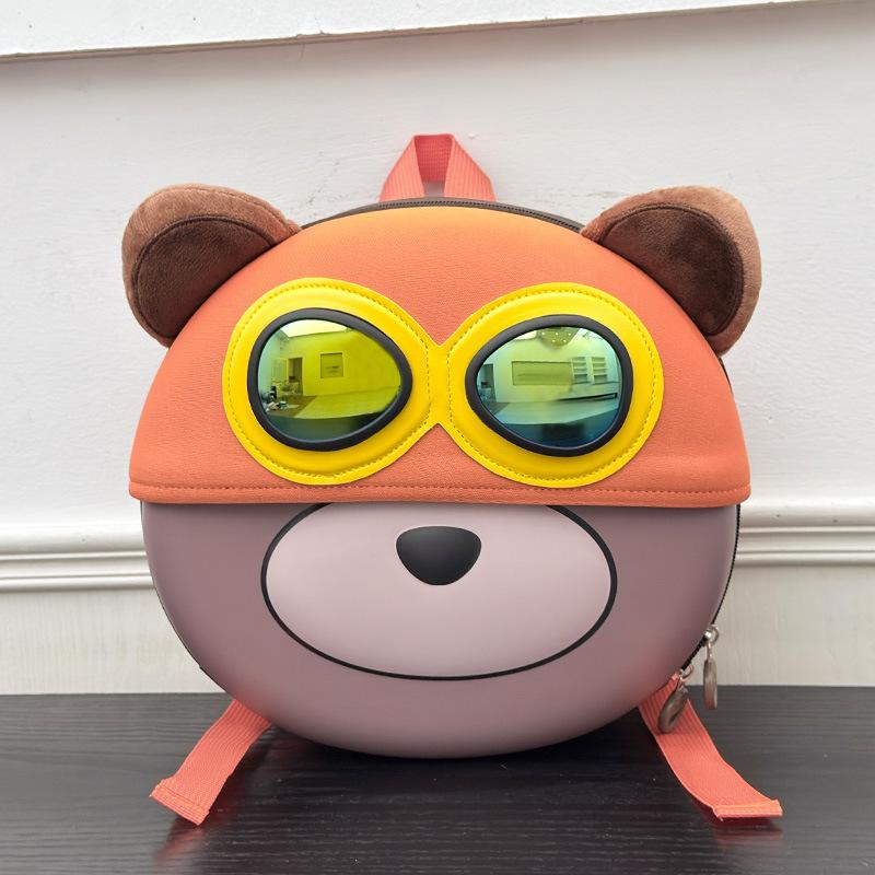 Schoolbag new cartoon kindergarten eggshell schoolbag cute sunglasses bear casual backpack boys and girls outdoor small backpack