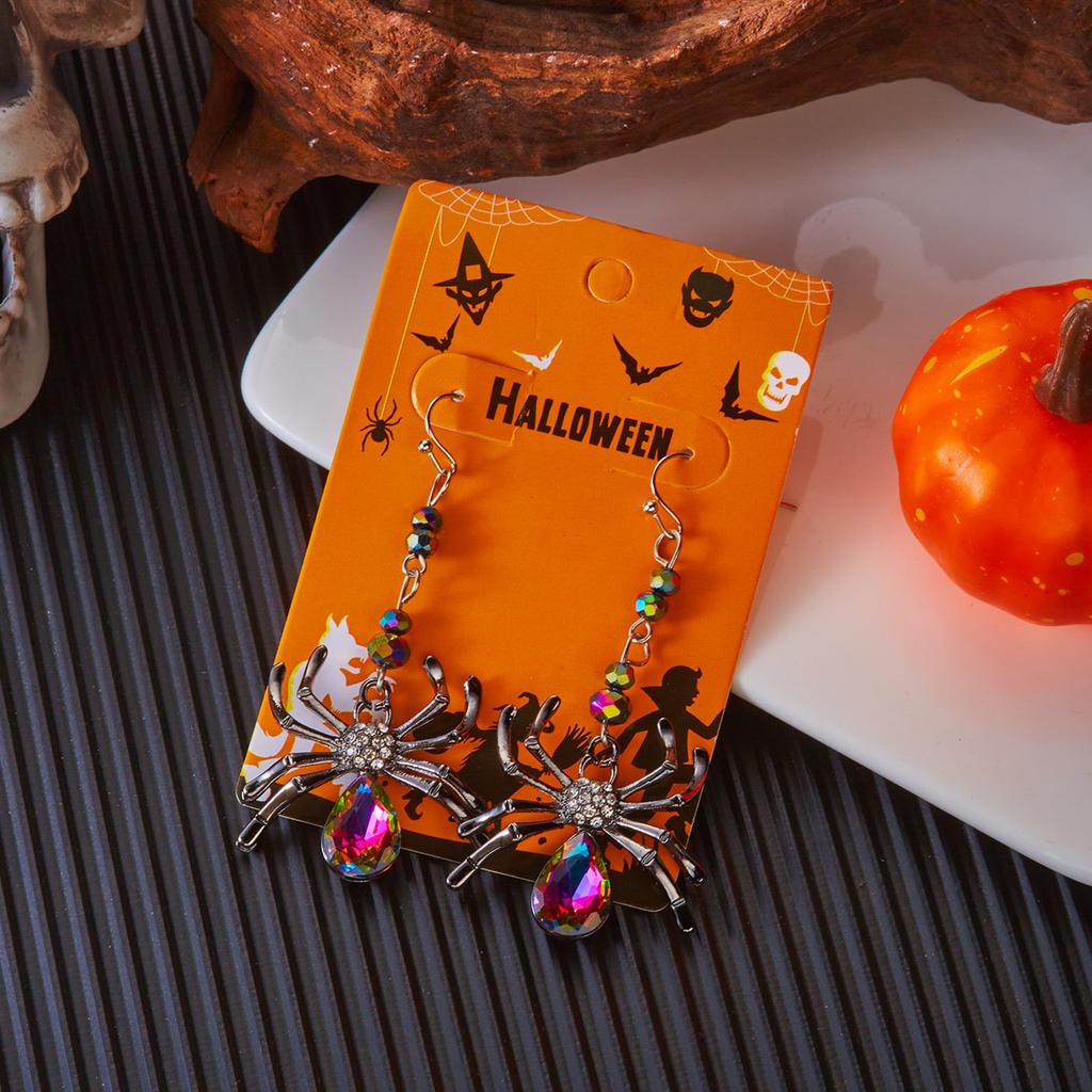 Halloween Spider Themed Women Earrings Lightweight Zinc Alloy Funny Jewelry For Costume Parties And Everyday Wear