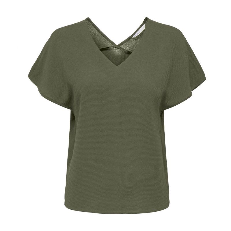 Short-sleeved Plain Ruffled Top Women ONLY