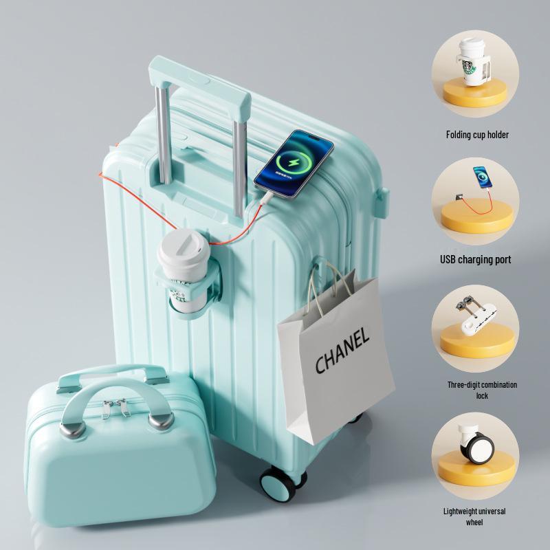 Durable 20-inch Women's & 24-inch Men's Trolley Suitcase: Stylish, Drop-Resistant Travel Luggage for Students