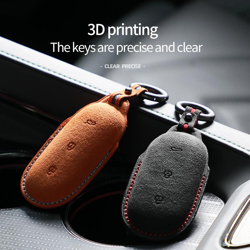 Alcantara Suede For LEADING IDEAL LiXiang L9 L8 L7 Car Key Case Keychain Smart Remote Cover Shell Protector Accessories