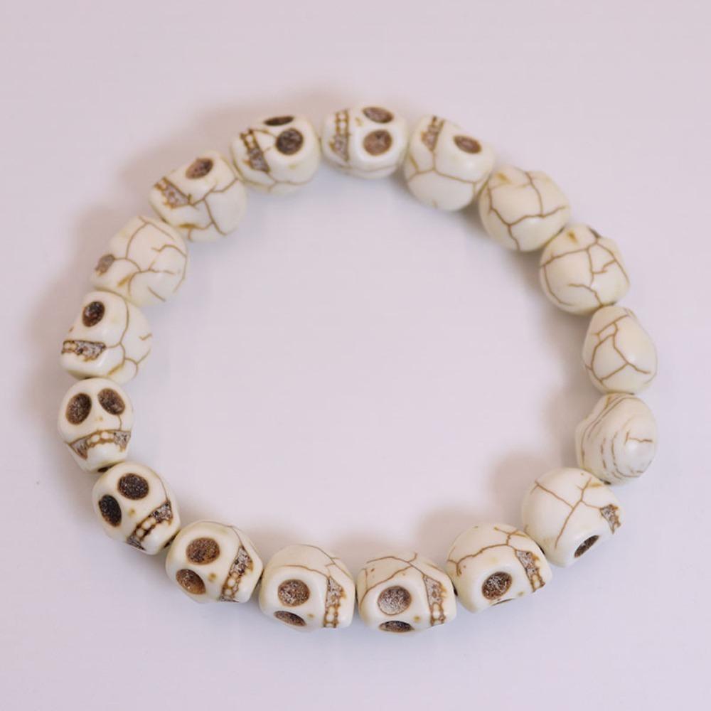 Vintage Design Skull Beaded Bracelet Punk Bangle Personalized Skeleton Beaded Bracelet  Friend Gift
