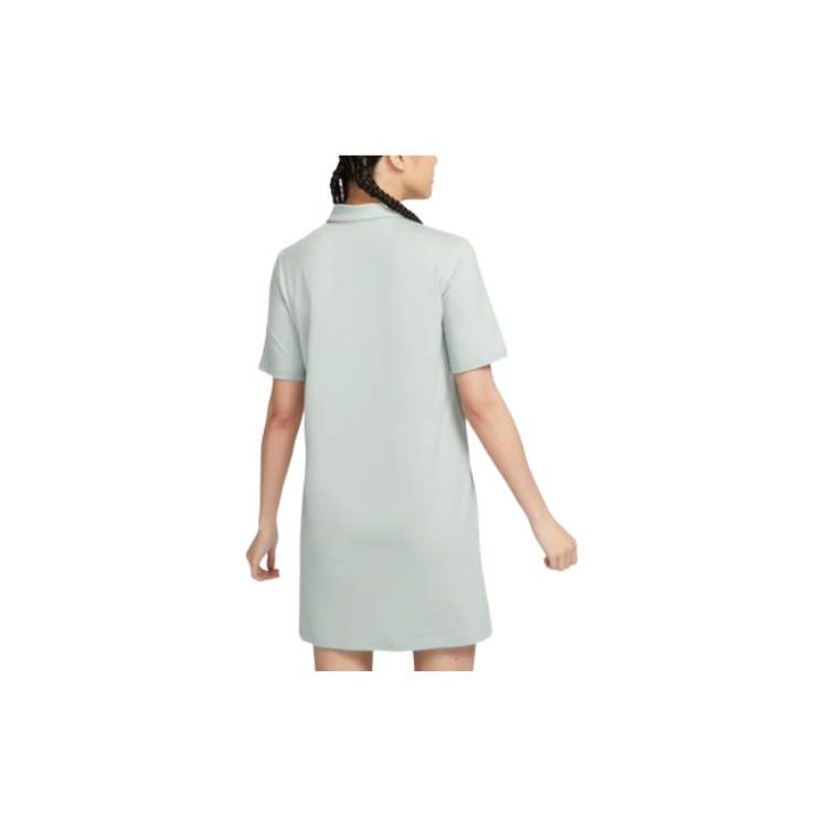 Nike Embroidered Logo Knit Polo Casual College Style Short Sleeve Dress Women Dresses Limestone HJ3949041