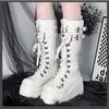 Fashion New Gothic Style Platform Vampire Cosplay Women Mid-calf Boots 2024 Winter Wedges Comfy Women Motorcycle Boots Shoes
