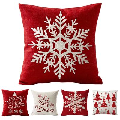 Federa per cuscino da tiro con stampa di albero di fiocchi di neve di buon Natale, divano letto, decorazione per auto