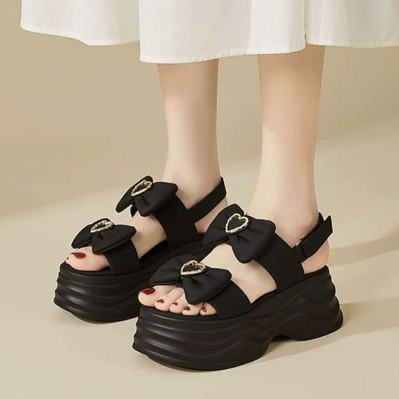 Popular Platform Sandals Women's New Models In the Summer of 2025 Wear Bows To Increase the Height of Small Roman Sandals
