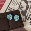 New small fresh blue iris stud earrings for women, simple and compact earrings, versatile temperament and high-end earrings.