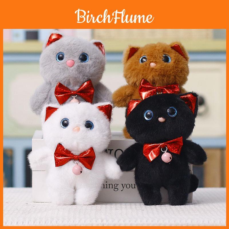 Plush Cat Keychain With Bowtie Cute Cartoon Animal Gift For Kids And Teens