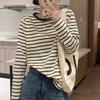 Puur Katoen Gestreept Basishemd voor Dames Lente en Herfst Stijl Los en Veelzijdig T-shirt met Lange Mouwen Casual Bovenlaag