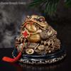 Large Golden Lucky Toad Figurine for Living Room, Office, or Wine Cabinet Decor
