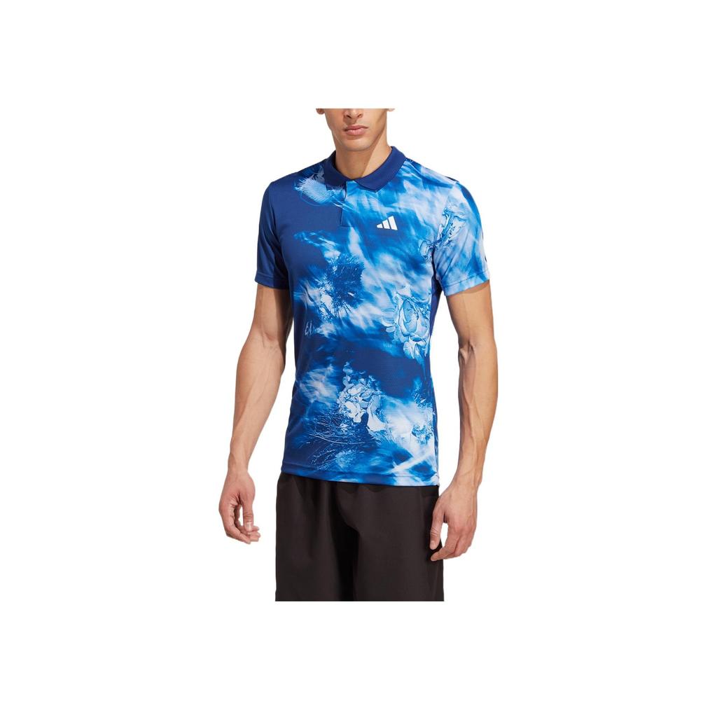 Adidas Logo Print Pullover Polo Shirt Men Tops Victory-Blue IB4610