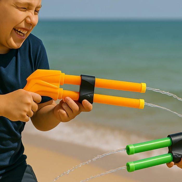 Children's Water Gun Double Tube Length 42 Cm Random Color for Outdoor Games and Water Battles