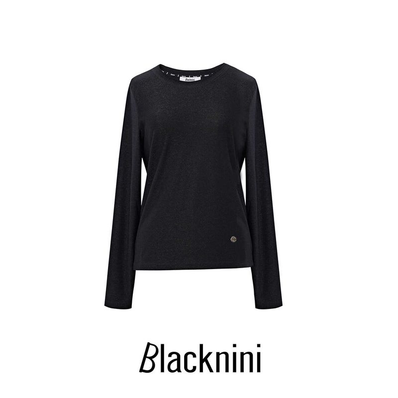 

Blacknini Инь Хуафу/ Черная Золотая База Yi Da Роскошный Бренд Тот же Источник Черный Серебристый Мелкая Блестящая Пряжа Базовый Топ Black XS