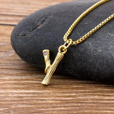 Nidin Hot Sale Women Cute Initial Letter Pendant 26 Letters Charm Necklaces Copper Zircon Family Name Jewelry Personal Gifts